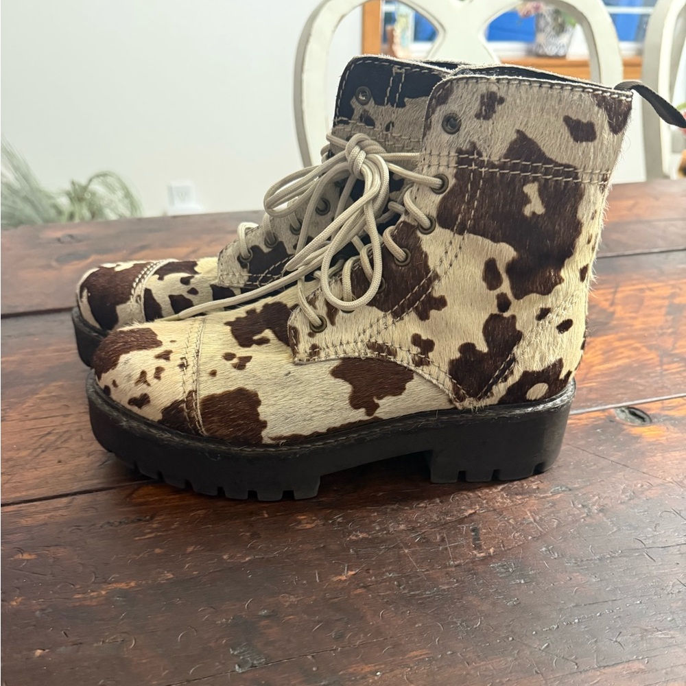 Urban Outfitters Cow Print Ankle Boots